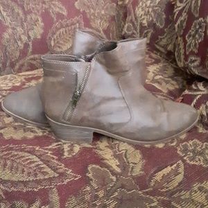 Brown Leather Zipper Booties